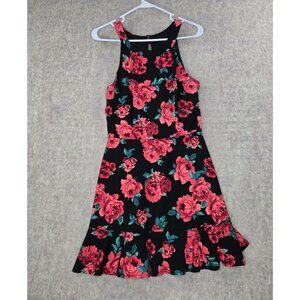 BCX Floral Sleeveless Dress With Keyhole Back & Ruffled Hem  Size 9